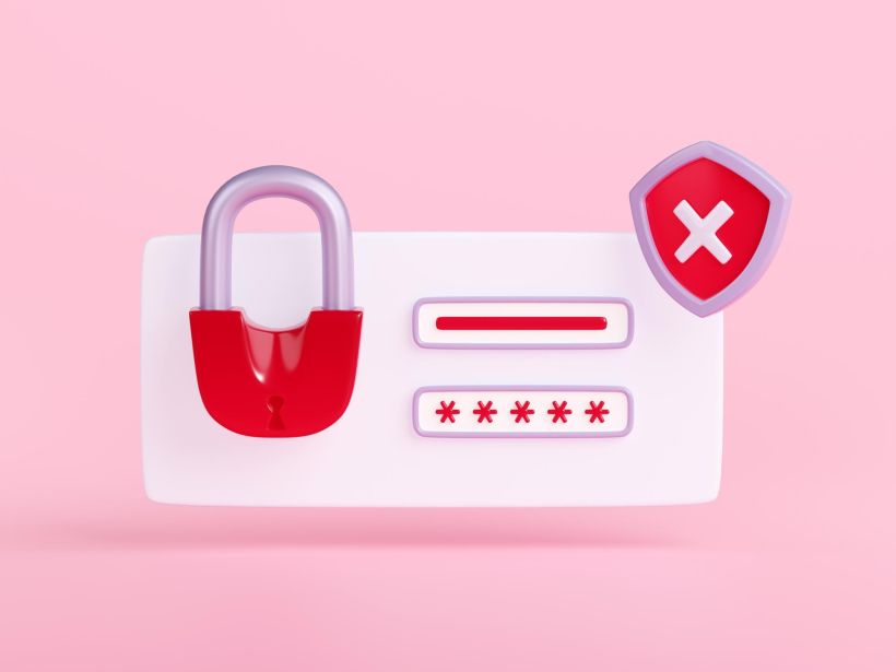 3d illustration of wrong password screen red lock.