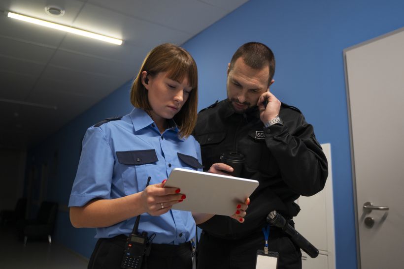 Guardias de seguridad en el lugar de trabajo.