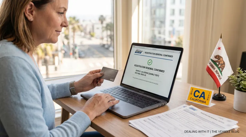 A person sitting at a home desk with a laptop open, holding a credit card