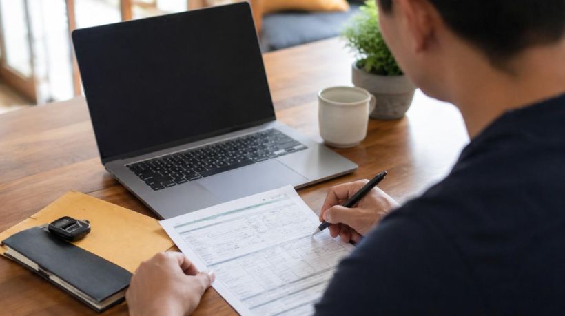 A driver reviews DMV documents to see if can I keep my plates when I sell my car