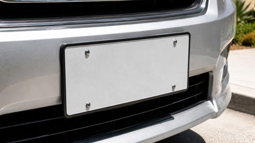 A standard black border ensuring compliance with California license plate frame cover laws