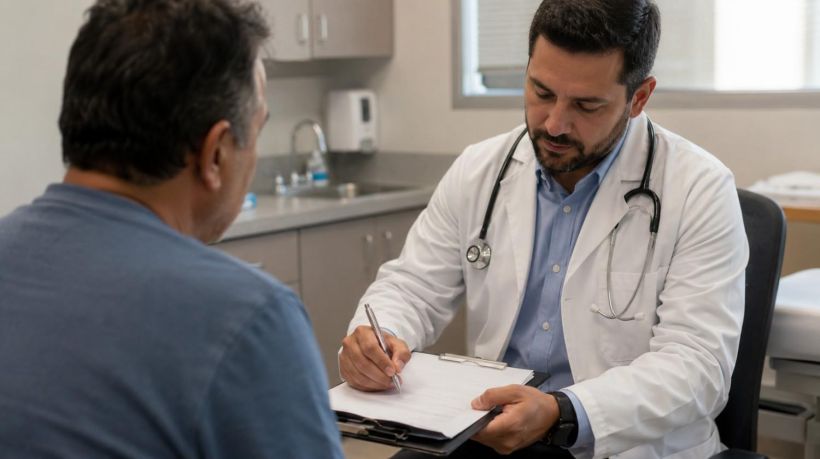 A doctor fills out the medical certification needed for a handicap placard California