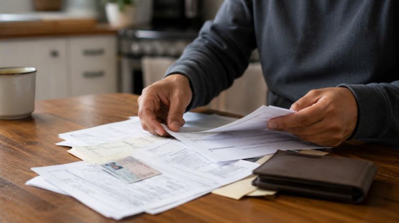 A person reviews their ID and application paperwork for a handicap placard California